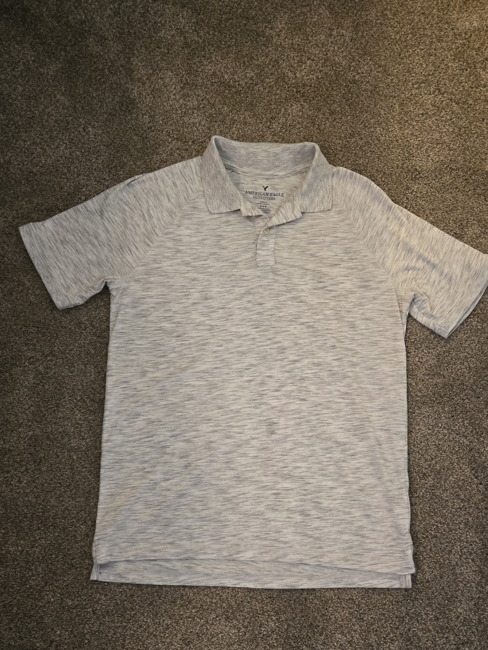 American Eagle Outfitters Heathered Light Gray Polo - Men's